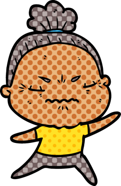 Çizgi film bir insan tarafından çizilmiş yaşlı bir kadın tarafından rahatsız edildi.