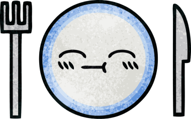 Bir insan tarafından çizilmiş yemek tabağının retro grunge deseni.