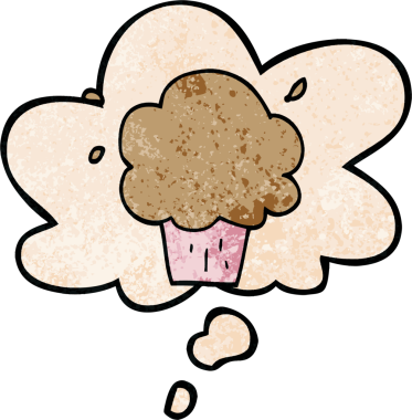 Bir insan tarafından çizilmiş grunge desenli düşünce baloncuklu çizgi film keki.