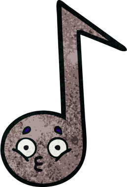 Bir insan tarafından çizilmiş müzikal notanın retro grunge desen karikatürü