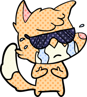 Bir insan tarafından çizilmiş ağlayan tilki çizgi filmi.