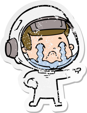 Bir insan tarafından çizilmiş ağlayan bir astronotun sıkıntılı çıkartması.