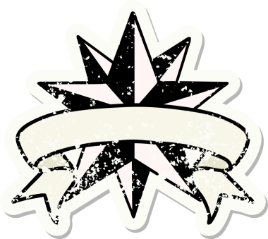 Bir insan tarafından çizilmiş bir yıldızın sancağı olan eski bir etiket.