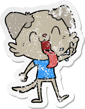 Bir insan tarafından çizilmiş, nefes nefese kalmış bir köpeğin sıkıntılı çıkartması.