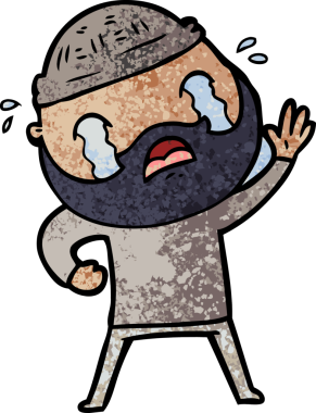 Çizgi film sakallı adam bir insan tarafından çizilmiş ve ağlıyor.