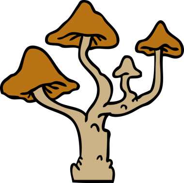 Bir insan tarafından çizilen el çizimi mantar yetiştirme karikatürü