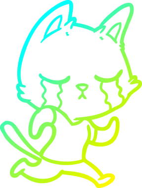 Ağlayan çizgi film kedisinin insan tarafından çizilmiş soğuk çizgi çizgisi.