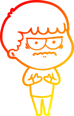 Bir insan tarafından çizilmiş, kızgın bir çizgi film karakteri.