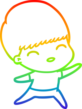 gökkuşağı gradyanı çizimi bir insan tarafından çizilmiş mutlu bir çizgi film çocuğu