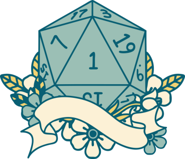 Retro Dövme Biçimi Doğal Bir d20 zar bir insan tarafından çizildi