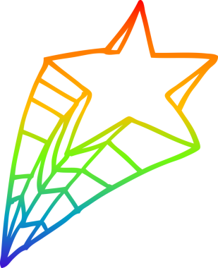 bir insan tarafından çizilmiş dekoratif bir yıldız elementinin gökkuşağı gradyanı çizimi