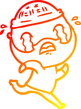 Bir insan tarafından çizilmiş ağlayan sakallı bir adamın sıcak çizgi çizimi.