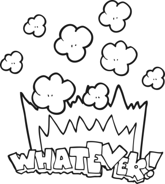 El yazısıyla çizilmiş siyah beyaz çizgi film. Her neyse! Bir insan tarafından çizilmiş bağır