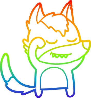 Gökkuşağı gradyan çizgisi bir insan tarafından çizilmiş yorgun bir kurt çizgi karakteri.