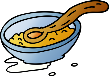 Bir insan tarafından çizilmiş mısır gevreği kasesinin gradyan karikatürü.