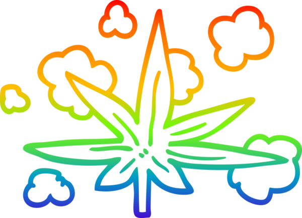 gökkuşağı gradyan çizgisi bir insan tarafından çizilmiş marihuana yaprağının çizimi