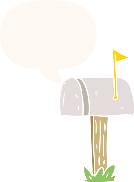 bir insan tarafından çizilmiş eski usul konuşma baloncuklu karikatür posta kutusu