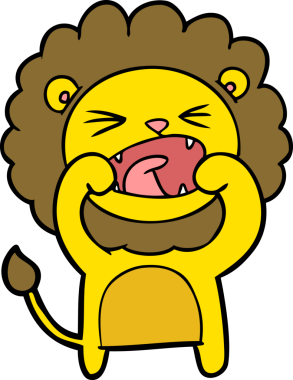 Bir insan tarafından çizilmiş çizgi film aslanı.