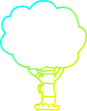 Bir insan tarafından çizilmiş bir karikatür ağacının soğuk gradyan çizimi