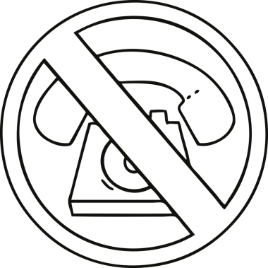 Bir insan tarafından çizilmiş işaretlere izin verilmeyen telefon çizgi filmi