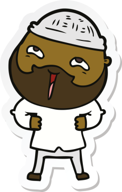 Bir insan tarafından çizilmiş mutlu sakallı bir adamın çıkartması.