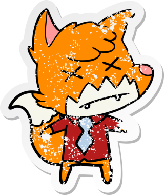 Bir insan tarafından çizilmiş ölü tilki çizgi filminin sıkıntılı çıkartması.