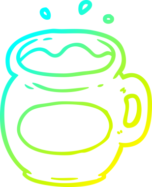 Bir insan tarafından çizilmiş bir fincan kahvenin soğuk gradyan çizimi