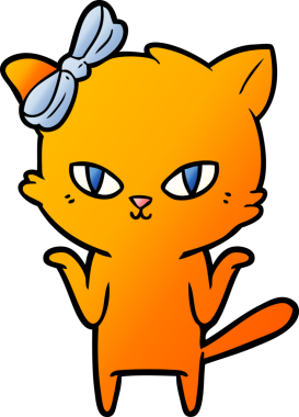 Bir insan tarafından çizilmiş sevimli çizgi film kedisi.