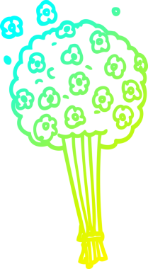 Bir insan tarafından çizilmiş bir demet çiçeğin soğuk gradyan çizimi