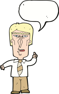 Bir insan tarafından çizilmiş konuşma balonu olan huysuz bir patron.