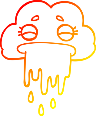 Bir insan tarafından çizilen yağmur bulutunun sıcak çizgi çizimi