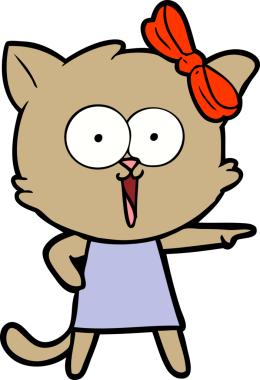 Bir insan tarafından çizilmiş çizgi film kedisi.