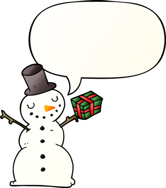 bir insan tarafından çizilmiş, konuşma baloncuklu kardan adam.
