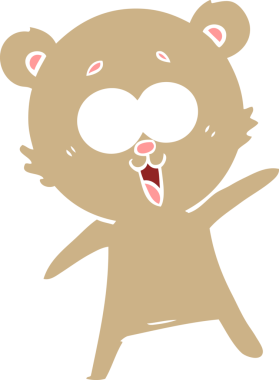 Bir insan tarafından çizilmiş gülen ayıcık düz renkli çizgi film.