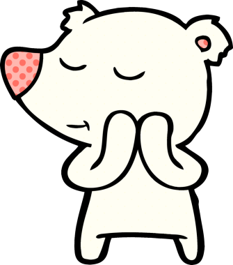 Bir insan tarafından çizilmiş mutlu kutup ayısı çizgi filmi.