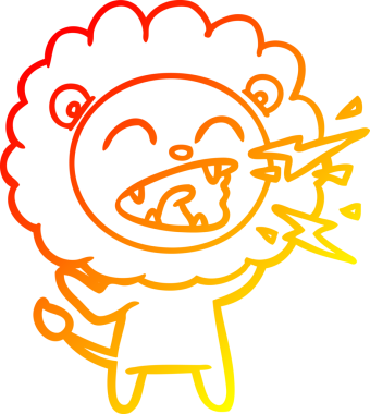 Bir insan tarafından çizilen kükreyen bir aslanın sıcak çizgi çizimi