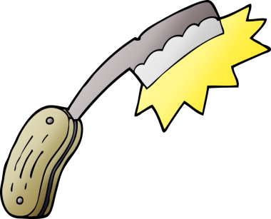 Çizgi film karalamaları bir insan tarafından çizilmiş boğazı kesiyor.