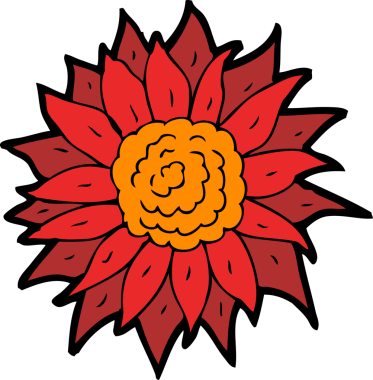 Bir insan tarafından çizilmiş karikatür çiçeği