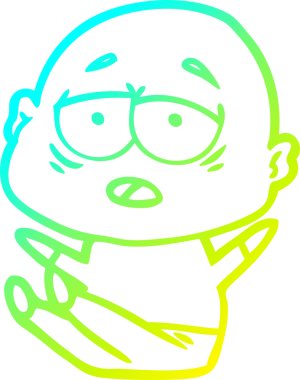 Bir insan tarafından çizilmiş, yorgun, kel bir adamın çizdiği soğuk çizgi.