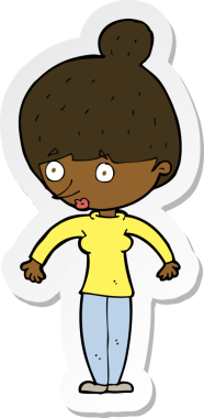 Bir insan tarafından çizilmiş bir karikatür kadının çıkartması.