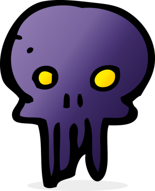 Bir insan tarafından çizilmiş ürkütücü kafatası sembolü.