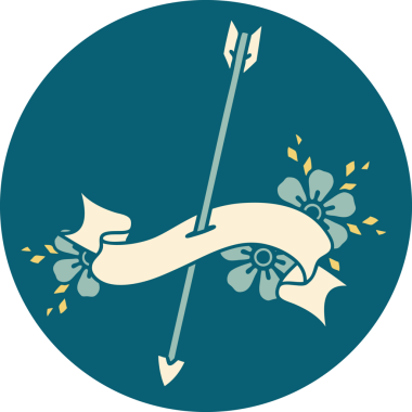 bir insan tarafından çizilmiş bir ok pankartıyla dövme biçimi simgesi