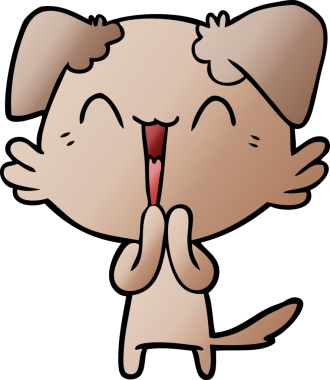 Bir insan tarafından çizilmiş gülen küçük köpek çizgi filmi.