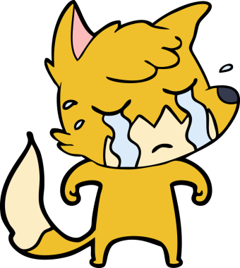 Bir insan tarafından çizilmiş ağlayan tilki çizgi filmi.