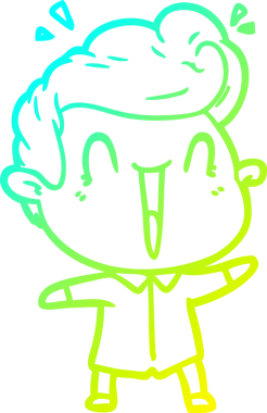 Bir insan tarafından çizilmiş, heyecanlı bir çizgi film çizimi.