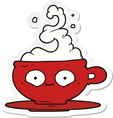 Bir insan tarafından çizilmiş sıcak kahve etiketi.