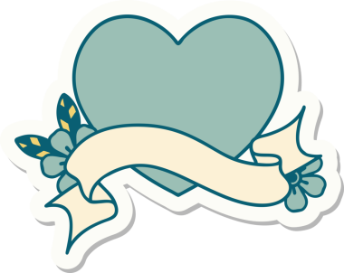 Bir insan tarafından çizilmiş bir kalbin bayrağıyla dövme stili çıkartması