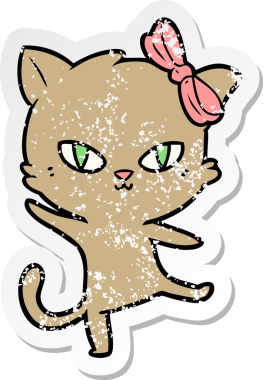 Bir insan tarafından çizilmiş şirin bir çizgi film kedisinin sıkıntılı çıkartması.