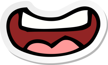 Bir insan tarafından çizilmiş karikatür ağzı çıkartması.