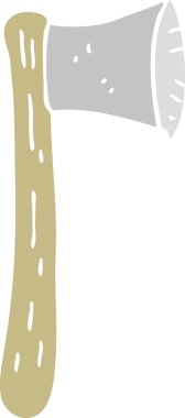 Bir insan tarafından çizilmiş baltanın düz renk çizimi